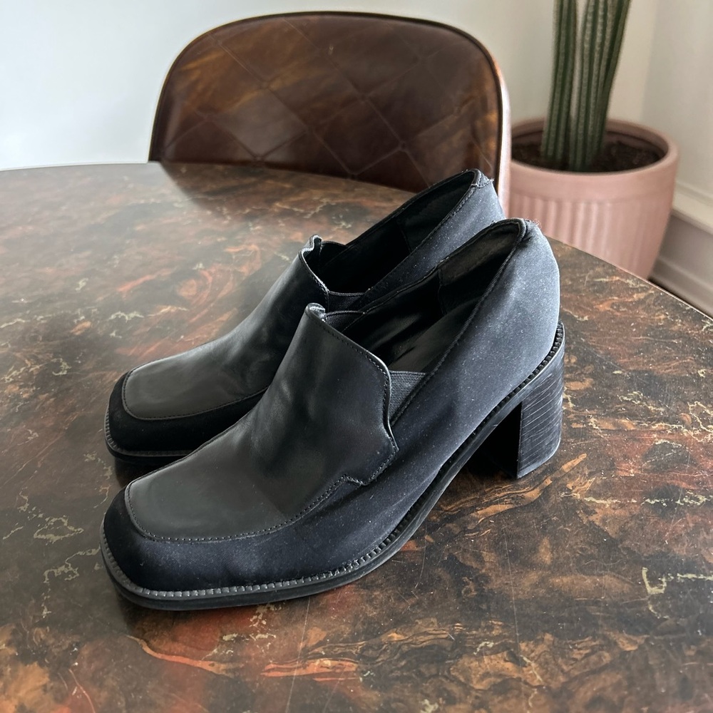 Vintage square toe loafer heels